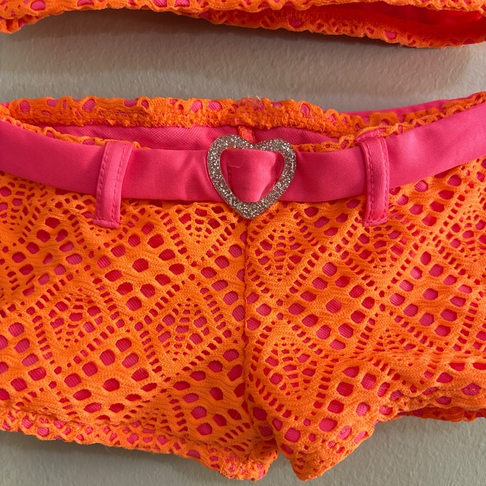 Kidgets Hot Pink & Neon Orange Crochet-Style Bikini Set – Girls Size 2T NWoT - Picture 8 of 15